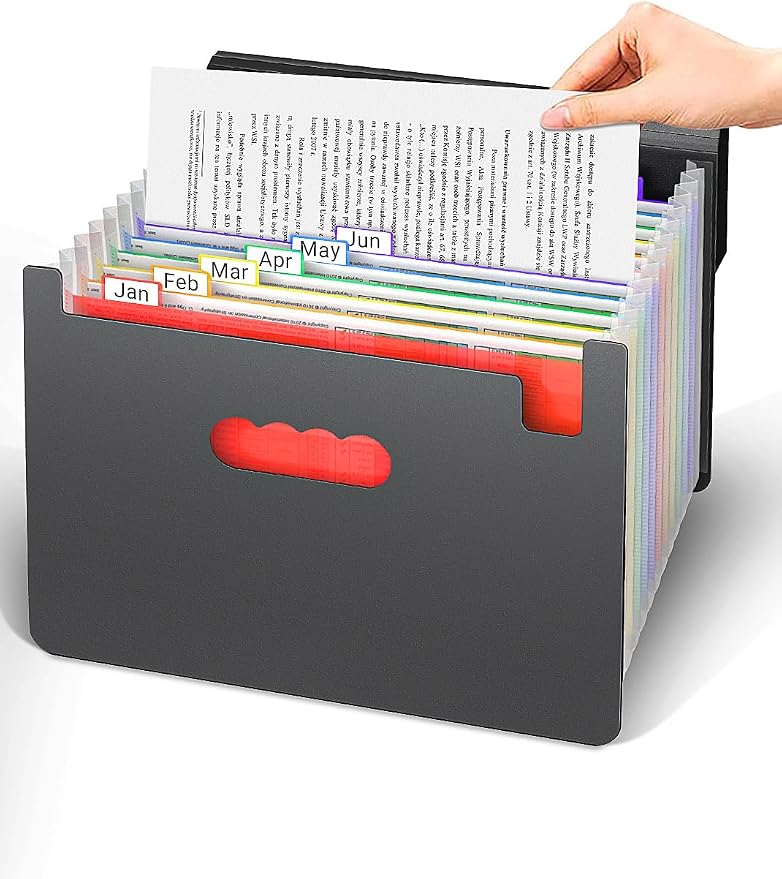 Expanding File Folders with Handle, Accordion File Organizer 13 Expandable - Image 4