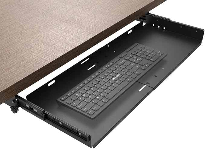 Large Under Desk Slide-Out Keyboard Tray, 27 x 9.8 inch | Metal Platform by JINGCHENGMEI