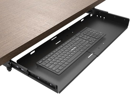 Large Under Desk Slide-Out Keyboard Tray, 27 x 9.8 inch | Metal Platform by JINGCHENGMEI