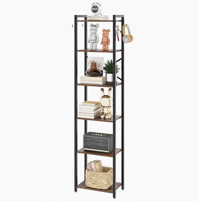 YMYNY Bookshelf, 6-Tier Ladder Shelf Organizer, Narrow Shelving Unit, Corner by High-qualityhomefurnishing