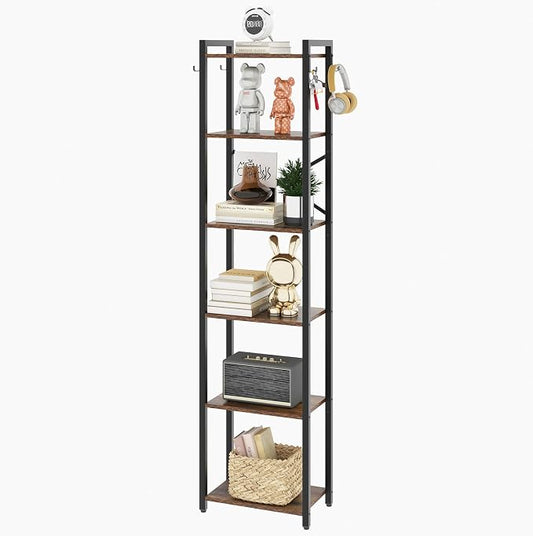 YMYNY Bookshelf, 6-Tier Ladder Shelf Organizer, Narrow Shelving Unit, Corner by High-qualityhomefurnishing