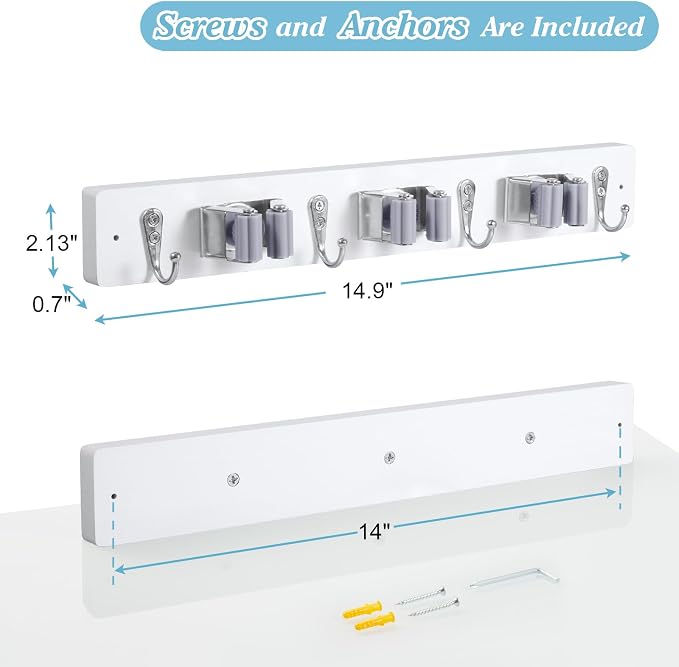 White Broom Holder Wall Mount - Image 5