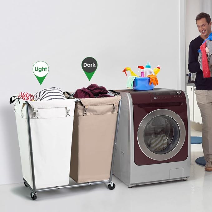 280L Laundry Cart with Wheels, Commercial Large Rolling Laundry Sorter - Image 3