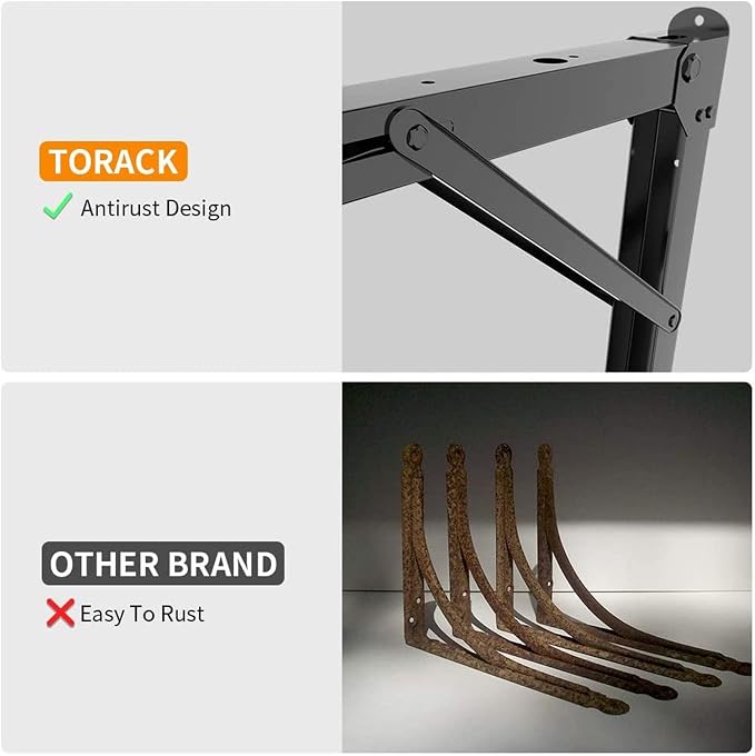 TORACK 24" Folding Shelf Brackets Heavy Duty Shelf Bracket Wall Mounted - Image 5
