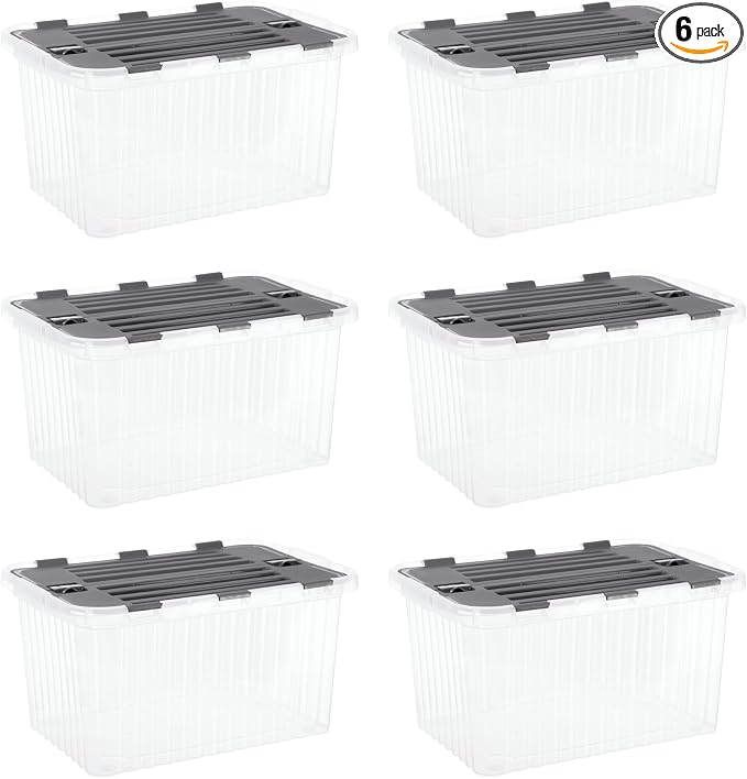 Superio Storage Bins with Lids- Clear Boxes by Superio
