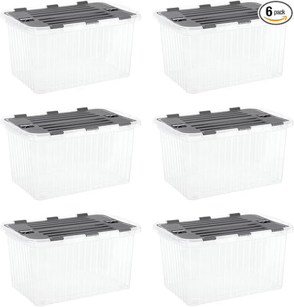 Superio Storage Bins with Lids- Clear Boxes by Superio