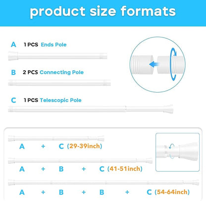 MEXAU 1Pack Spring Tension Curtain Rod 29-64 inch White Small Tension Rod | - Image 2