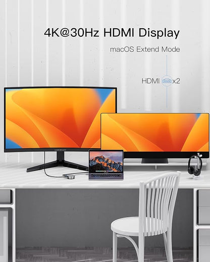 Micro USB C Docking Station Dual HDMI Monitor FORIDA USB C to USB Hub - Image 6