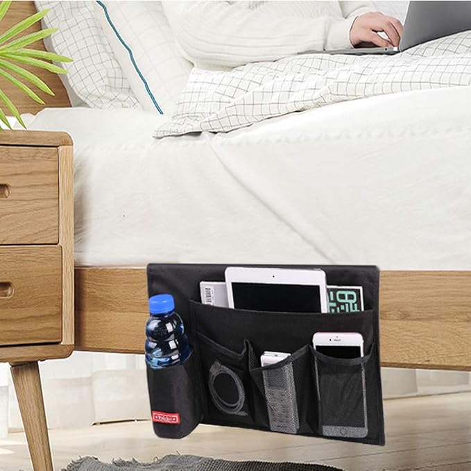 Bedside Caddy, 5 Pockets Bedside Organizer Caddy Under Mattress, Holds Water - Image 7