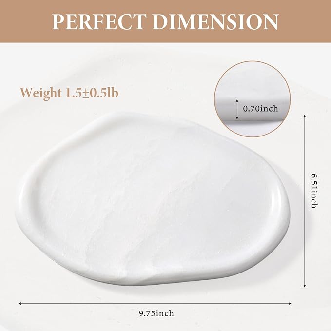 Koville Luxurious White Marble Vanity Tray, Cloud Shape Serving Stone Key Tray - Image 3