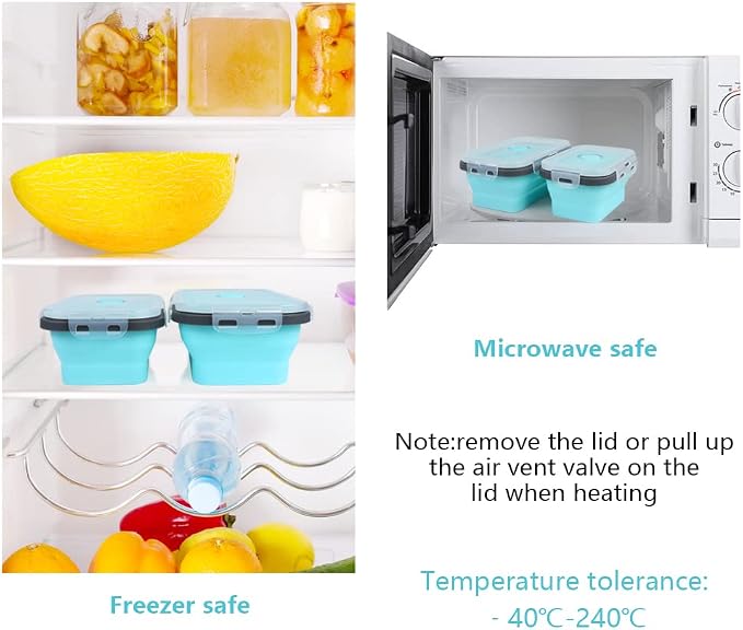 Set of 4 Collapsible Foldable Silicone Food Storage Containers, Ktichen - Image 7