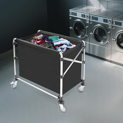 Commercial Laundry Cart with Wheels, Folding Laundry Hamper Cart, Heavy Duty - Image 7