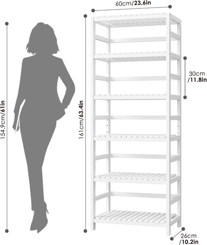 FOTOSOK 6-Tier Bamboo Shelf, Bamboo Bookcase - Image 3