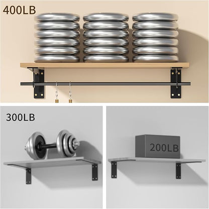 13.5x5.6in Heavy Duty Closet Rod Bracket Support 400lbs | Wall Mounted Sturdy - Image 3