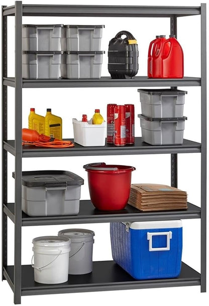 Pemberly Row 5-Shelf Metal Storage Unit, Gunmetal Gray/Black Finish, Steel Frame by PEMBERLYROW