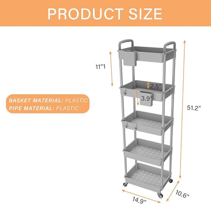 5 Tier Rolling Utility Cart - Image 3