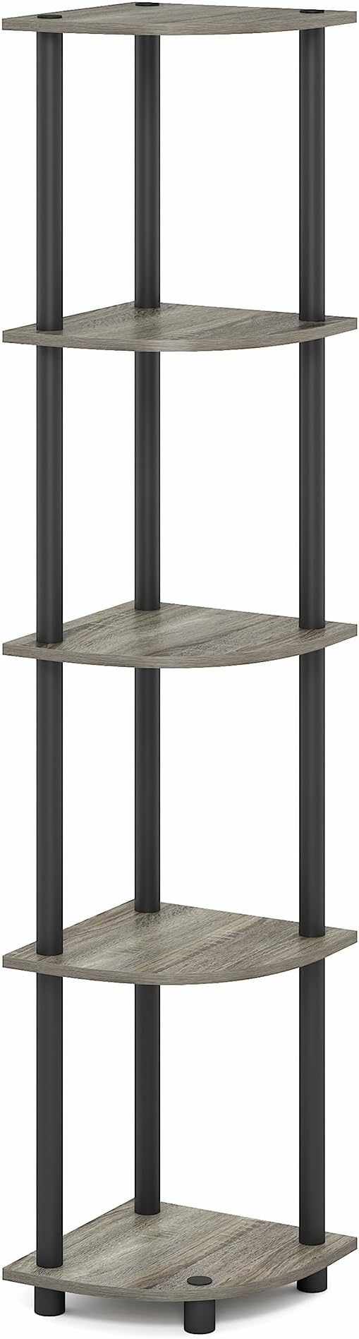 Furinno Turn-N-Tube Corner Shelf, 5-Tier Corner Bookshelf, Open Storage Shelves - Image 9