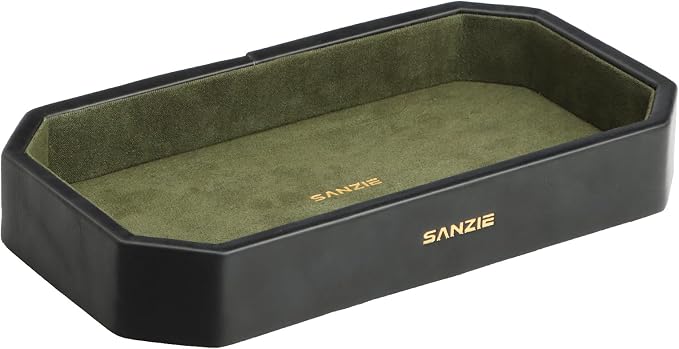 SANZIE Leather Tray Organizer Small Trays Decorative Tray Desktop Storage by SANZIE