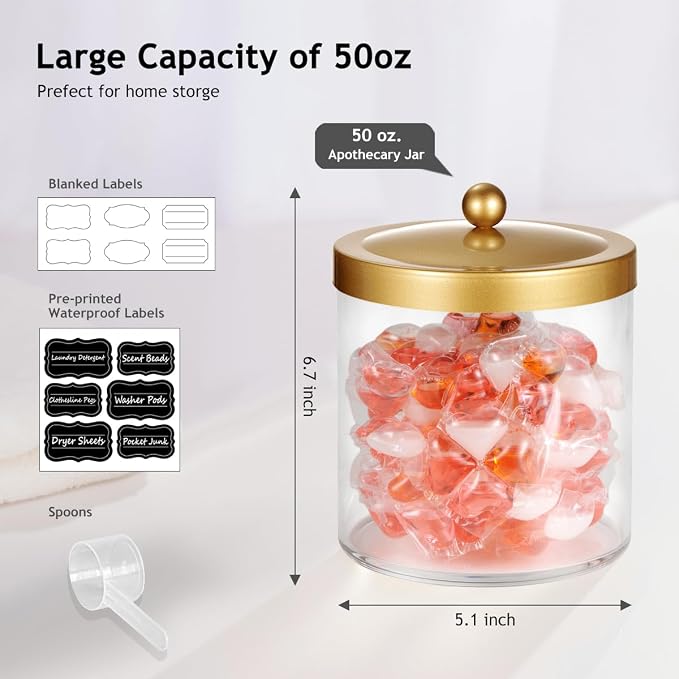 SheeChung 4 Pack 50 Ounce Large Clear Apothecary Jar - Image 3