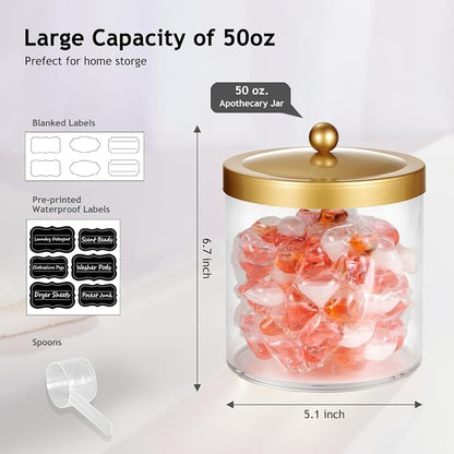 SheeChung 4 Pack 50 Ounce Large Clear Apothecary Jar - Image 3