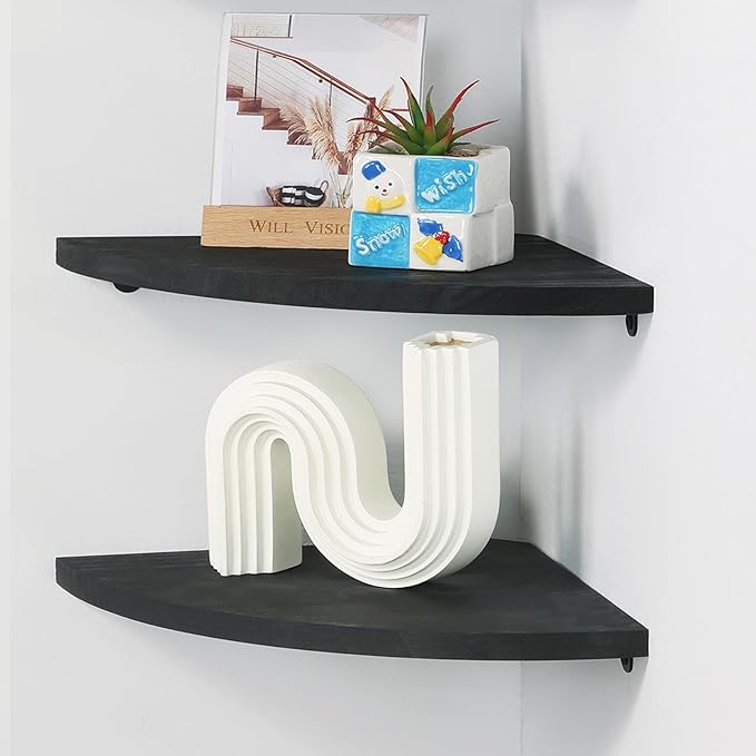 JORIKCHUO 10 inch Corner Shelf, Round End Wall Mounted Floating Shelf - Image 3