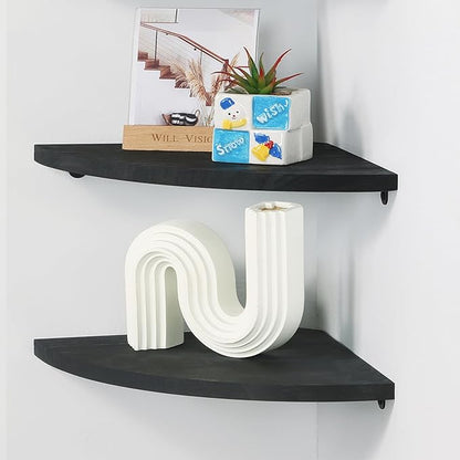 JORIKCHUO 10 inch Corner Shelf, Round End Wall Mounted Floating Shelf - Image 3