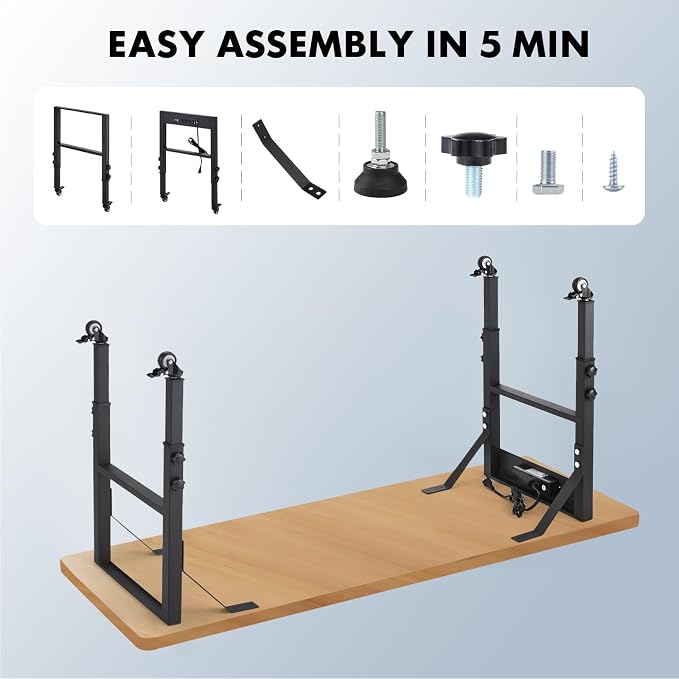 19.6-Inch Depth Workbench Frame, Height Adjustable 28.5" to 33.8", Heavy Duty - Image 4