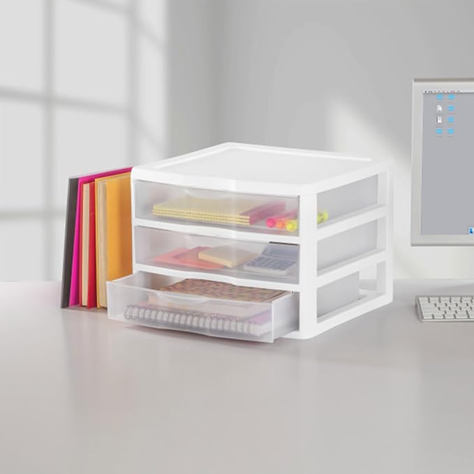 Sterilite 6-Pack Wide 3 Drawer Unit, Plastic Desktop Organizer - Image 5