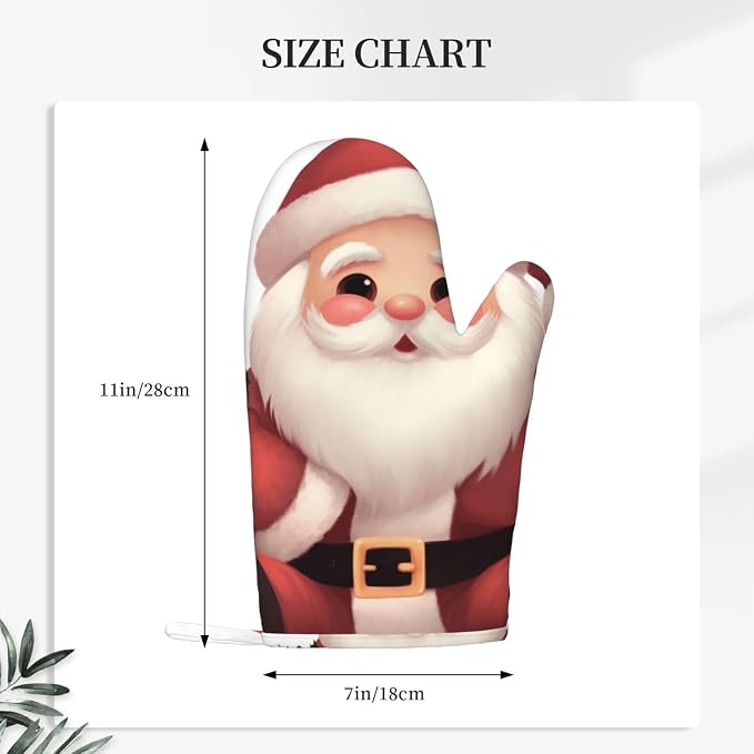 Cute Santa Claus Print Oven Mitts Set of 2, Heat Resistant Silicone Oven - Image 4