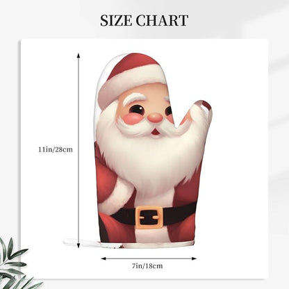 Cute Santa Claus Print Oven Mitts Set of 2, Heat Resistant Silicone Oven - Image 4