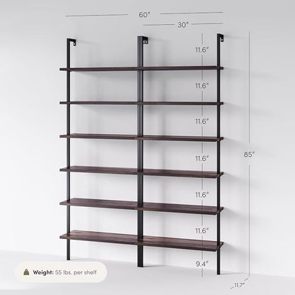 Nathan James Theo 6-Shelf Tall Bookcase, Wall Mount Bookshelf - Image 2