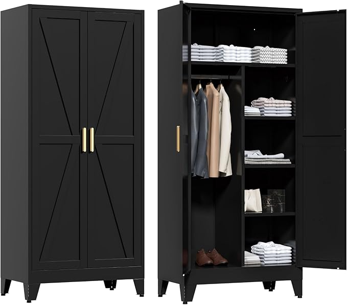 71" Tall Metal Wardrobe Closet by LCAOPC