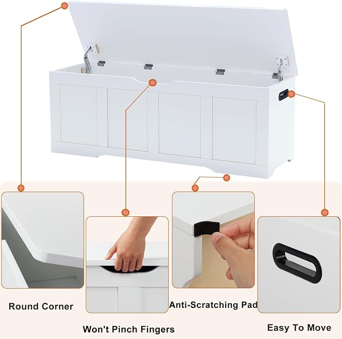 Timberer 47.2" Wooden Storage Chest, Extra Large Storage Trunk | Storage Bench - Image 7