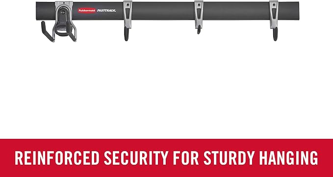 Rubbermaid FastTrack Garage Storage Utility Hooks 5 Piece Black All in One Rail - Image 2