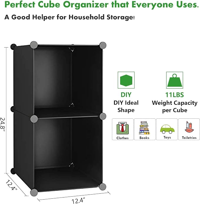 C&AHOME Cube Storage, 2-Cube Organizer Units, Plastic Closet Storage Shelves - Image 2