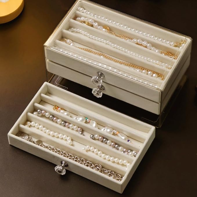 SPAKOWN Necklace Organizer Box, Velvet Necklace Box Holder Tray - Image 5
