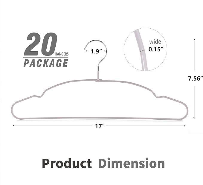 TOPIA HANGER Metal Hangers 20 Pack, Non Slip Clothes Hangers Space Saving - Image 4