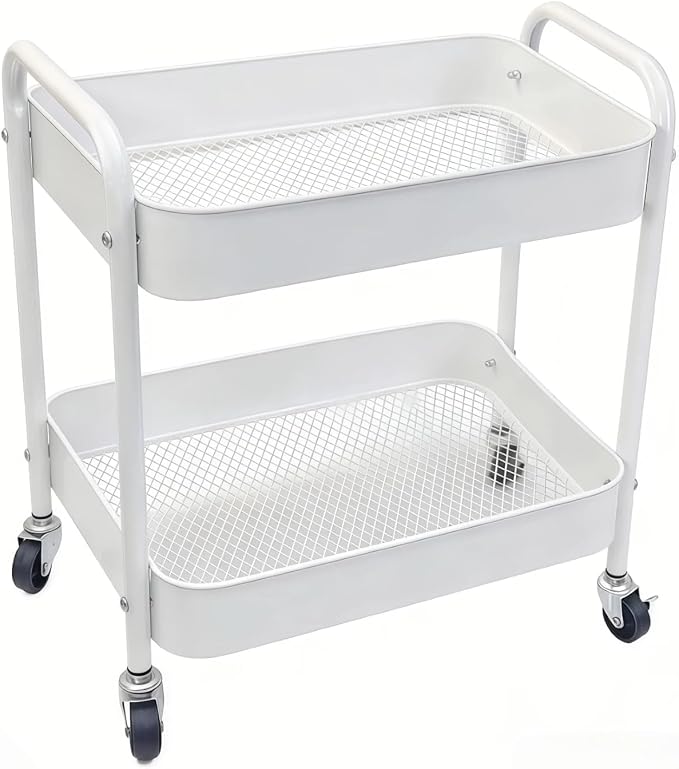 Under Desk Storage Cart 2 Tier Utility Rolling Cart by Ufriandz