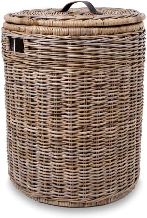 The Basket Lady Round Kubu Wicker Laundry Hamper, Extra Large, 23 in Dia x 28 - Image 2