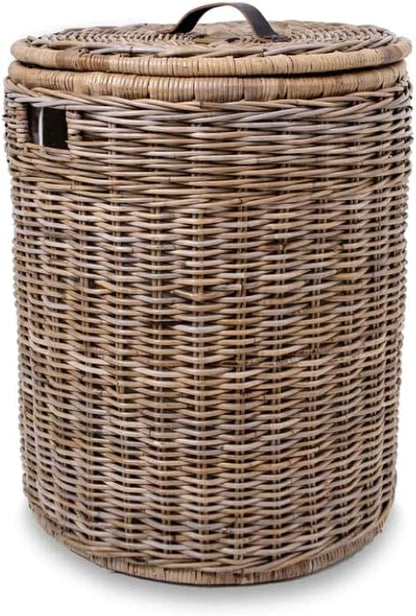The Basket Lady Round Kubu Wicker Laundry Hamper, Extra Large, 23 in Dia x 28 - Image 2