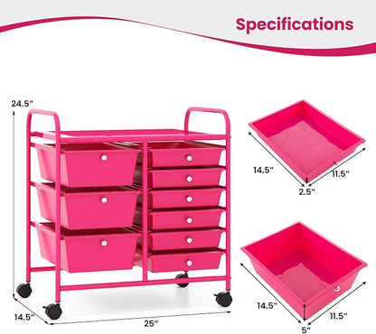 Giantex 9 Drawers Rolling Cart, Classroom Organizers, Storage Cart - Image 3