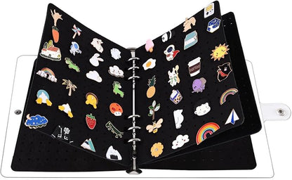 5 Pages A5 Enamel Pin Display Book, Pins Collection Storage Organizer Book by Wanshui