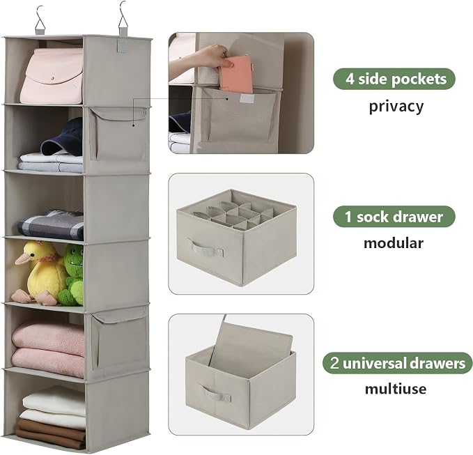 6-Shelf Hanging Closet Organizer - Image 5
