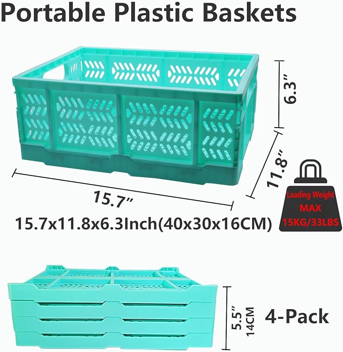 20L Folding Crates, Plastic Folding baskets, Collapsible Crates - Image 4
