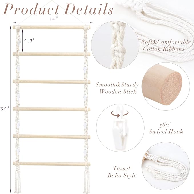 SNOWSTAR Macrame Hair Claw Clip Organizer, Hanging Hair Clip Holder and Storage - Image 2