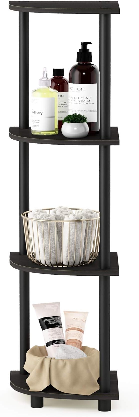 Furinno TURN-N-TUBE Corner Shelf, 4-Tier Corner Bookshelf, Display Storage - Image 5