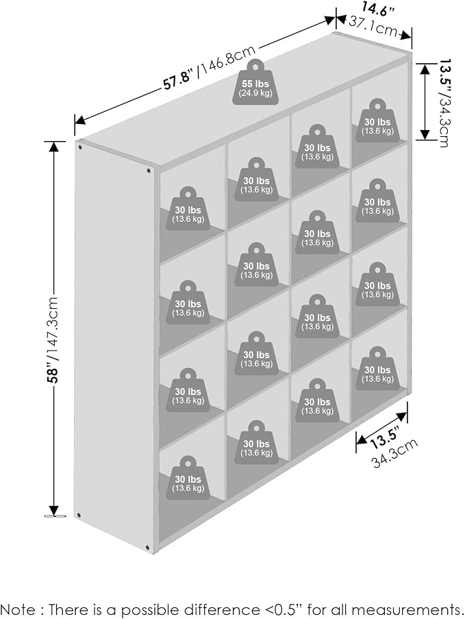 Furinno Cubic Extra Thick 16-Cube Closet Organizers and Storage, Open Shelf - Image 2