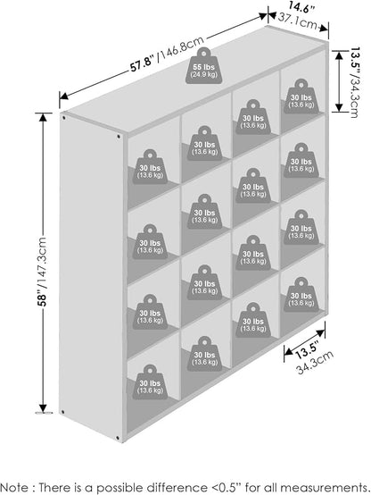 Furinno Cubic Extra Thick 16-Cube Closet Organizers and Storage, Open Shelf - Image 2