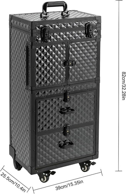 Rolling Makeup Case, Beauty Salon Cosmetic Luggage Travel Organizer - Image 3