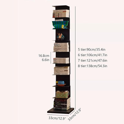 Invisible Vertical Spine Bookshelf Tower, Tall Narrow Metal Bookshelf - Image 3